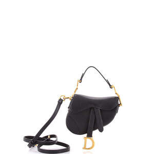 Christian Dior Micro Saddle Handbag with Strap Leather